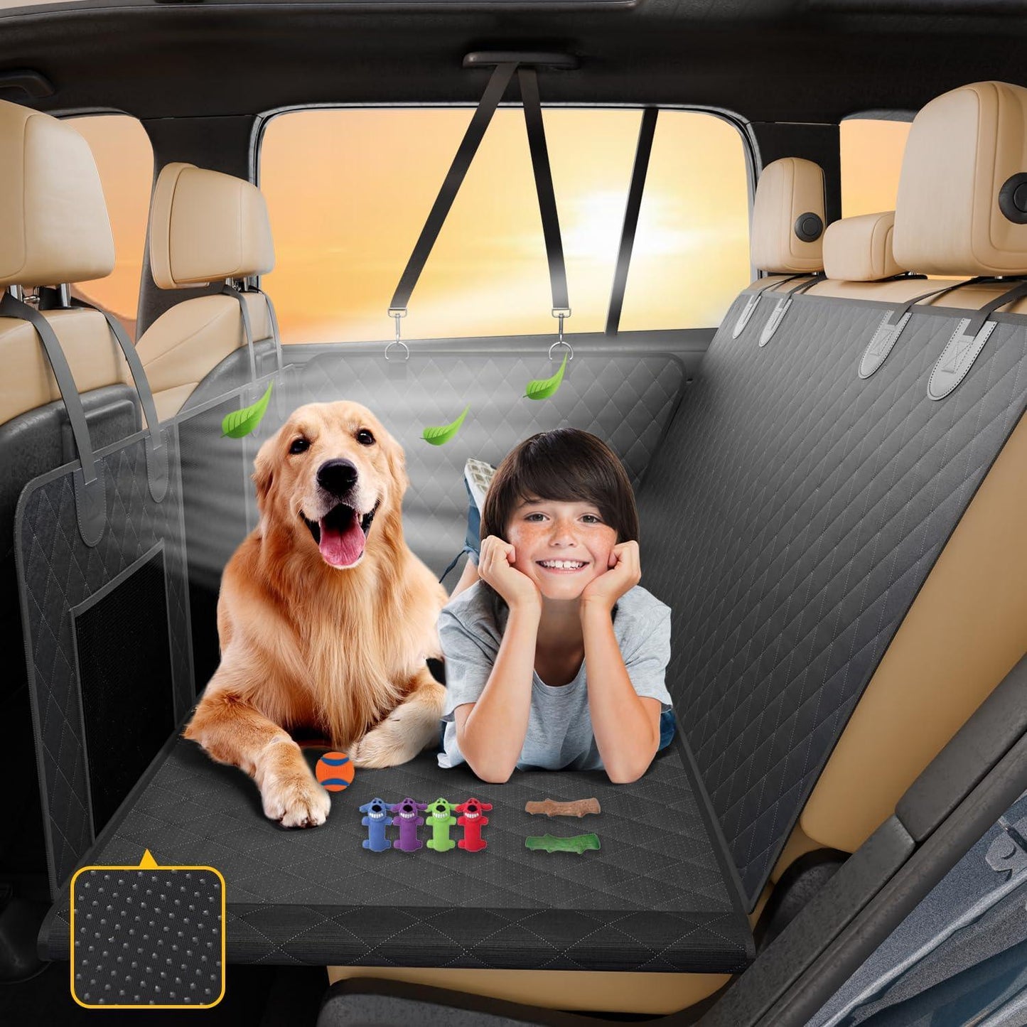 Up-Down Double-side Anti-Slip Car Hammock Dog Back Seat Cover