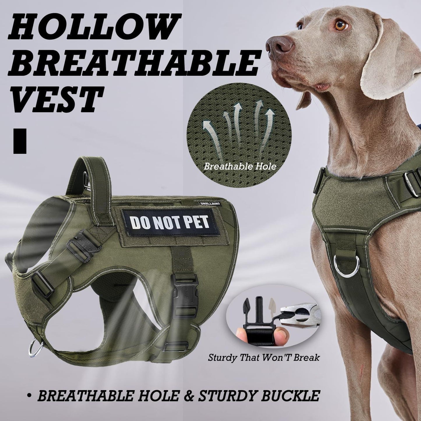 Double Lightweight Metal Buckle Heavy Duty Dog Harness