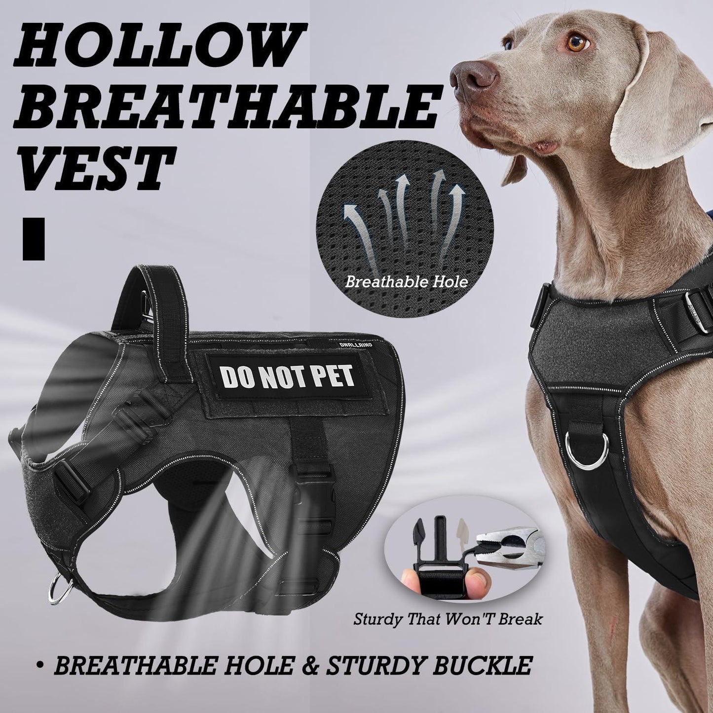 Double Lightweight Metal Buckle Heavy Duty Dog Harness