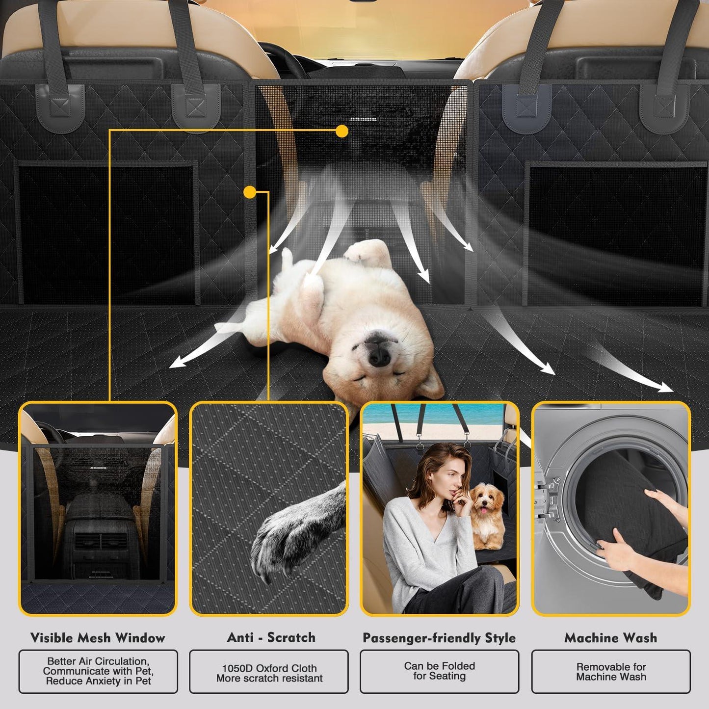 Up-Down Double-side Anti-Slip Car Hammock Dog Back Seat Cover