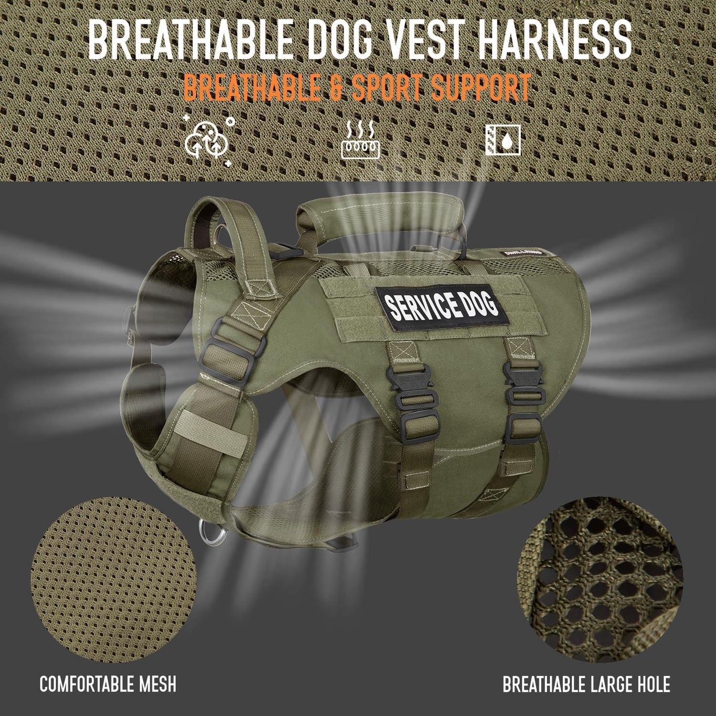 Quartette Metal Buckles Military Dog Lift Harness